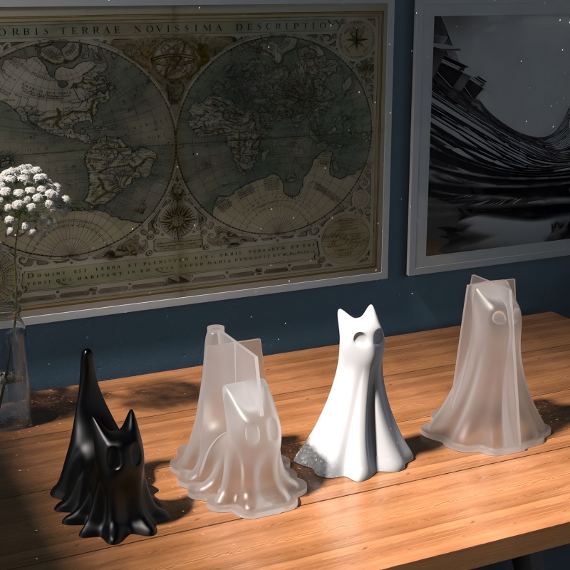 Ghost Cat Halloween Desktop Or - Candle Making Diy review and price