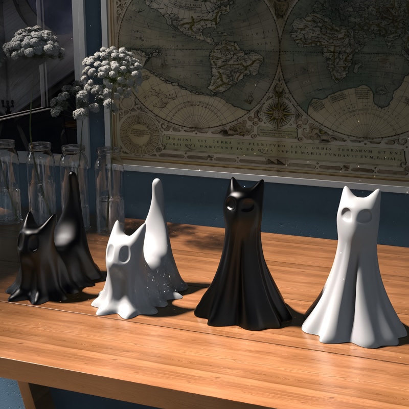Ghost Cat Halloween Desktop Or - Candle Making Diy review and price