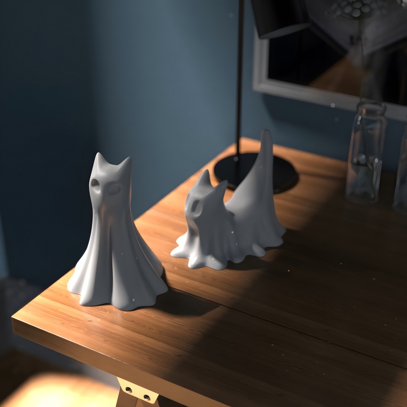 Ghost Cat Halloween Desktop Or - Candle Making Diy review and price